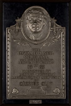 1965 Edward J. Neil Memorial Award Presented To Cassius Clay With 7.5 x 10 Photo of Ali Holding Award (Muhammad Ali) (Hamilton LOA)